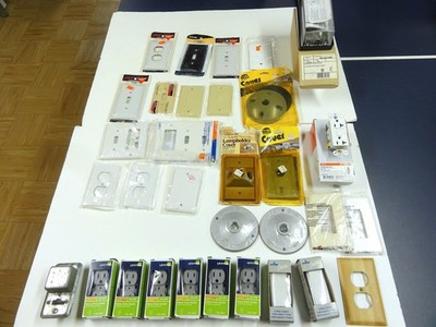 ASSORTED LOT ELECTRIC PLUG OUTLET 3-WAY SWITCH GFCI COVER PLATES LEVITON LEGRAND