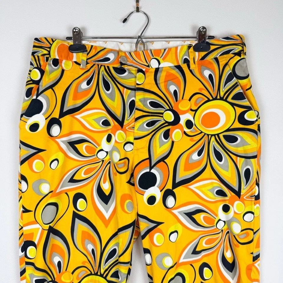 Pantalones Loudmouth Golf Heritage en Amarillo Shagadelic Retro Estampado Floral Talla 34L Foto 4 de 4