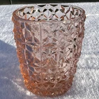 Pink Depression Glass Buttons & Bows Tumbler 10oz Holiday Pattern Vintage