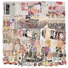 200pcs Vintage Junk Journal Supplies,Scrapbook Supplies Scrapbooking Paper and S