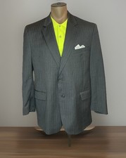 Jos. A Bank Suit Jacket 46R Charcoal Gray 100 Wool Pin Stripe Two Button