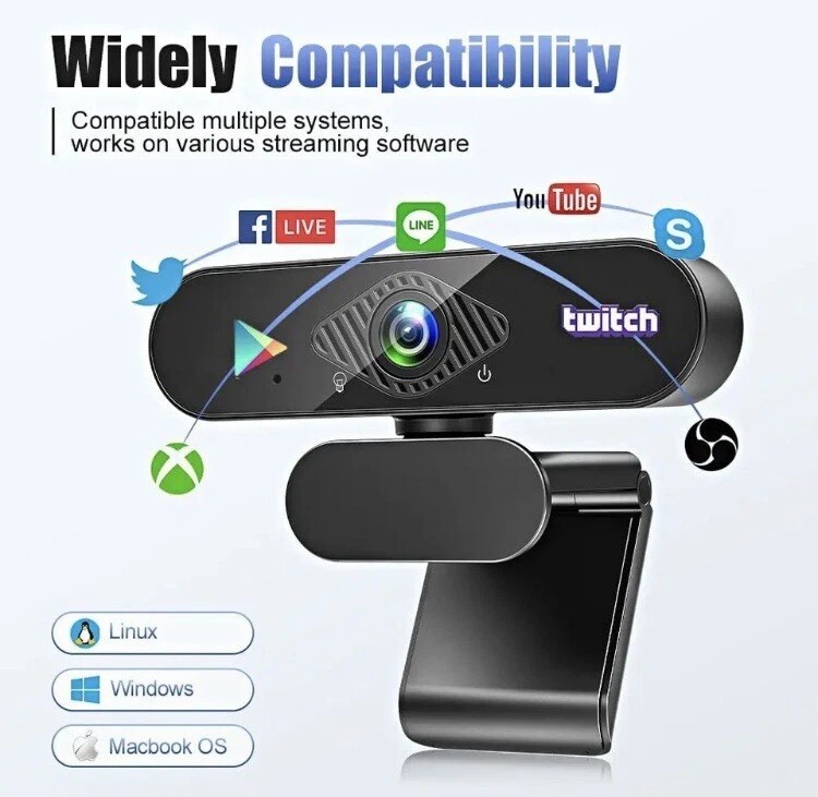 Teaisiy USB Webcam with Microphone, 1080P HD Streaming Webcam - Brand New