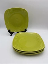 Homer Laughlin Fiesta Ware Chartreuse 10.5” Square Dinner Plates Set of 4