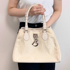 Borsa Christian Dior Trotter a mano tela lucida avorio - effetto ombra non macchie