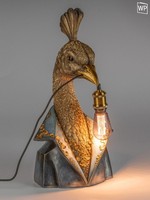 Dekorative Tischlampe Goldener Pfau Im Frack H. 58Cm Antikgold Formano