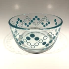 Pyrex Mixing Bowl Retro Polka Dot Diamond Turquoise Teal Blue 6" Wide #7201