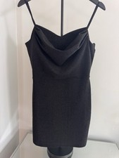 GUESS Black Shimmer Mini Dress Cowl Neck Bodycon Party Women’s L Y2K
