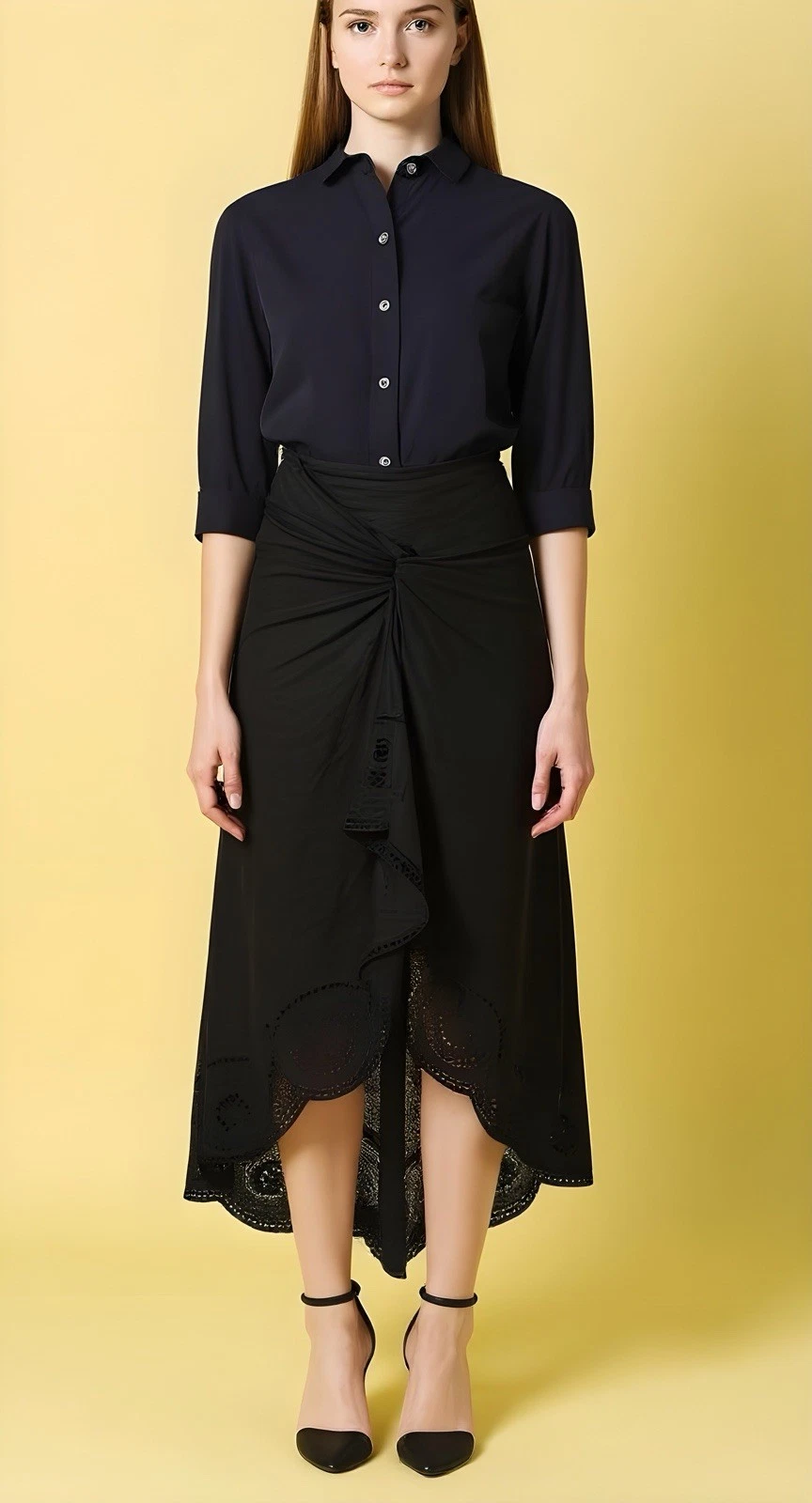 brunello cucinelli 100% Linen Black Midi Skirt size 0
