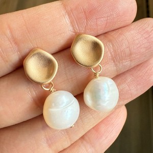 Authentic Natural Freshwater Pearl Earrings Bridal 14K Gold Plated Stud Jewelry Women Drop