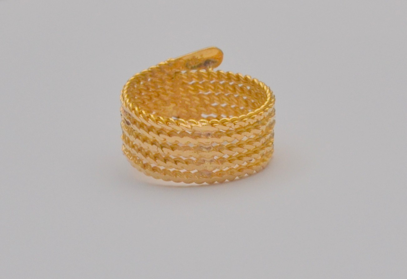 22K Solid Gold Ring Multi Strand Mesh Design Size… - image 3
