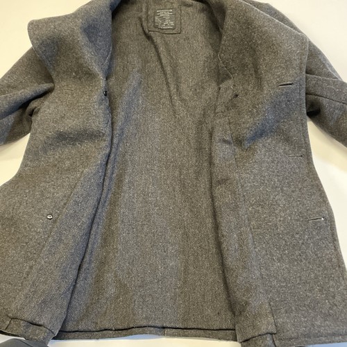 All Saints Coat Mens XL Grey Pea Coat Jacket Wool Double Breasted Spitalfields - Picture 5 of 8