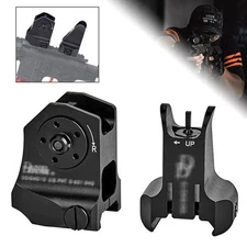 1 Pair D &D Flip-up Low Profile Metal Sight Folding Iron Sights Front / Rear Set