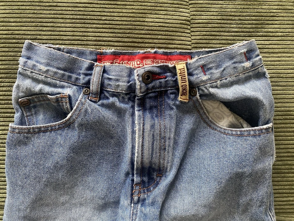 Pantalones Cortos de Jean Ecko Unltd Vintage Y2K Años 90 Niños Talla 7 Azul Denim Algodón Ramie Foto 3 de 4