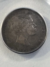 1855 Portugal 200 Reis Silver Coin Graded VF 30 by ANACS Low Mintage