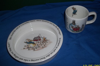 Wedgewood Beatrix Potter Peter Cottontail Bowl and Mug