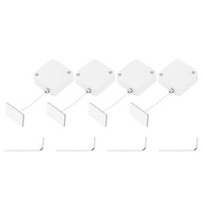 3.3 ft Retractable Cable Security Lock with Square Patch 600g, White, 4 Pack