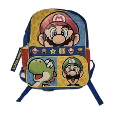 Nintendo Kids Super Mario Brothers Mario World Luigi Yoshi 17" Laptop Backpack
