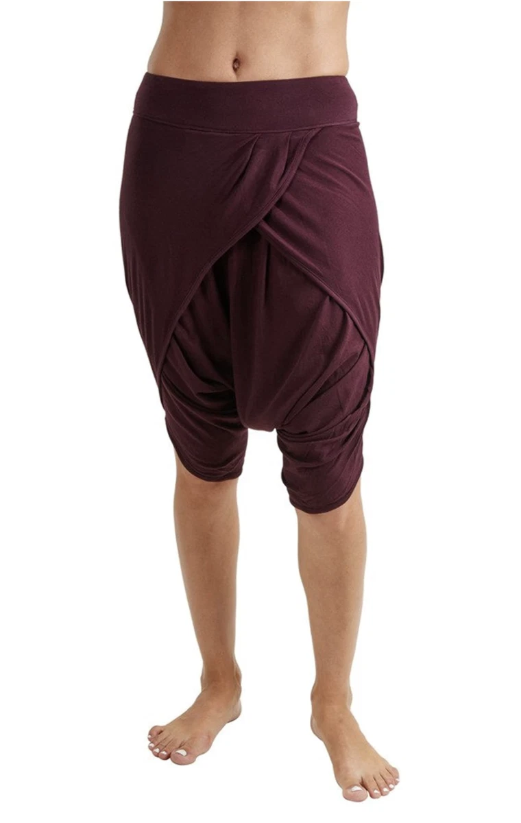 PROYOG Women's Organic Yoga Dhoti Shorts - Beetroot - XS