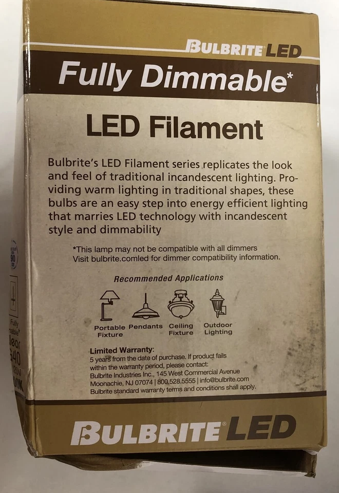 Bulbrite 8.5 Watt Dimmable Clear Filament G40 Medium (E26) LED Bulb- 800 lumens - Image 2 of 3