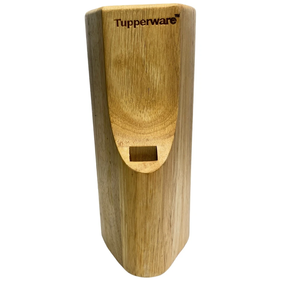 Tupperware Wooden Knife Block 8 Slot Storage Organizer 9.5" Tall - Image 2 of 4