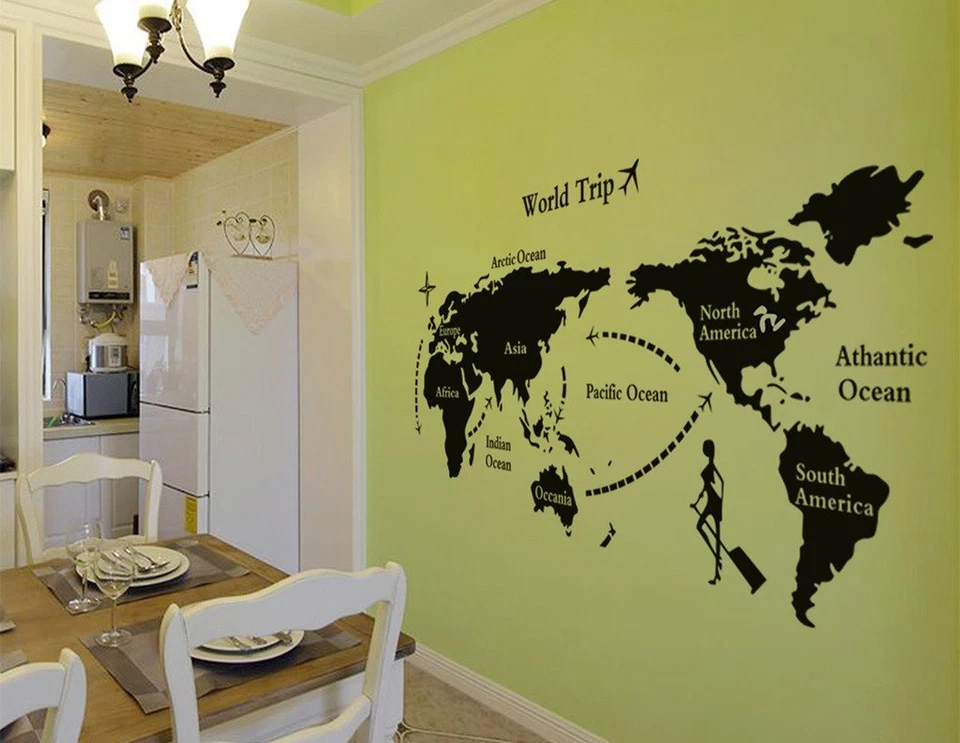 World Map Wall Sticker PVC Vinyl 90 cm x 60 cm, Black Pack of 1 - Image 3 of 4