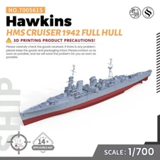 SSMODEL 1/700 Military Model Kit HMS Hawkins Cruiser 1942 FULL HULL