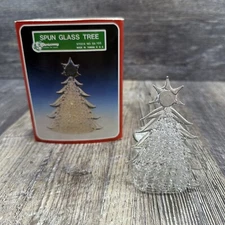Vintage Christmas Around The World Spun Glass Tree Tealight Candle Holder w/ Box