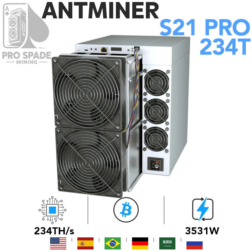 US Stock Bitmain Antminer S21 Pro 234T 3510W Bitcoin BTC ASIC Miner from TX  CA | eBay