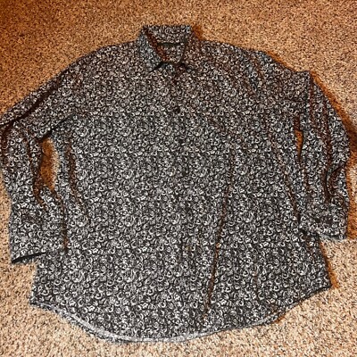 Perry Ellis Floral Print Button Down Shirt Long Sleeve Top XL