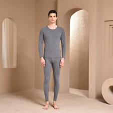 Winter Thermal Underwear Set for Men Long Sleeve Base Layer Set Top Bottom