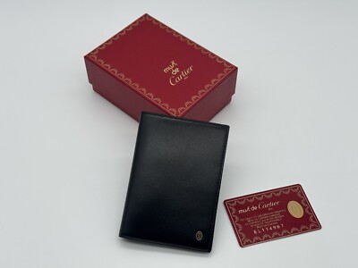 CARTIER BLACK LEATHER 150 ANNIVERSARY ADDRESS BOOK WALLET NEW 100