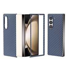For Samsung Galaxy Z Fold 7 6 5 4 Carbon Fiber Textured Folding Phone Blue Case