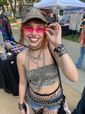 Cowboy Pink Fire FLAME SUNGLASSES festival rave sunglasses novelty concert