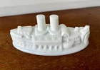 Large White Milk Glass Battleship Butter Dish LID ONLY Antique USA Early 1900's