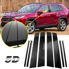 5D Carbon Fiber Pattern Window Pillar Strip Trim Decal For Toyota RAV4 2013-2018