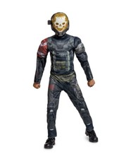 Disguise Halo Boys 2-PC Muscle Padded Jumpsuit  Mask Halloween Costume: S-M