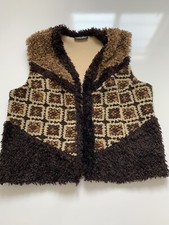 Pleasant Pheasant Patchwork Pile Vest Womens Large Brown
