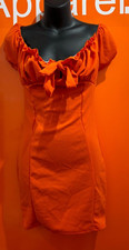 🔥Femme Luxe Orange Milkmaid Bardot Bodycon Mini Dress, NEW, Size 8, b58