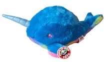 Unicorn Whale Narwhal Stuffed Animal Plush Blue And Rainbow Peek A Boo Toys  18”