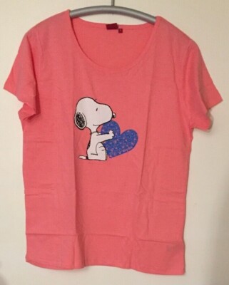 SNOOPY PEANUTS T-SHIRT S M L XL COMIC DAMENSHIRT KURZARM BLUSE TUNIKA HERZ TOP