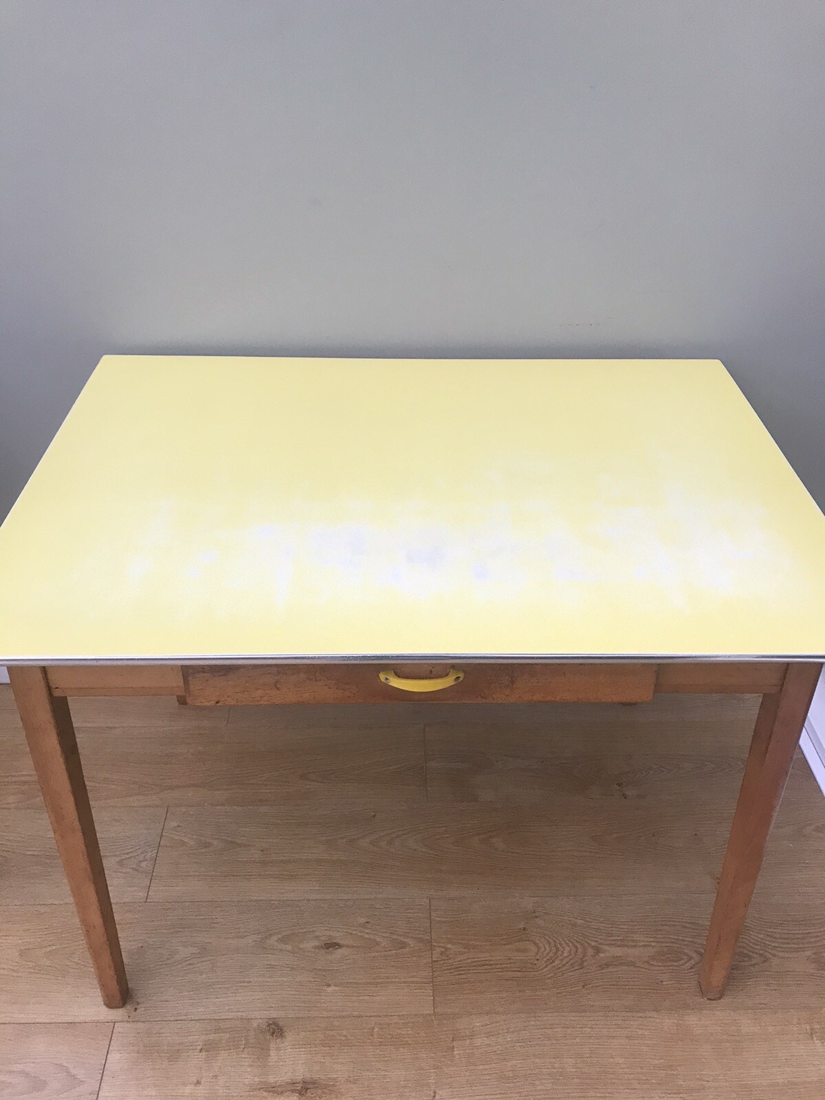 Vintage Yellow Formica Top Kitchen Table With Drawer eBay