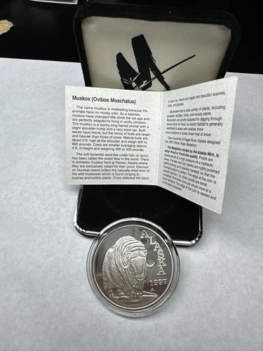 1997 ALASKA MUSKOX MINT STATE MEDALLION PROOF SILVER THE SEAL OF THE STATE 3