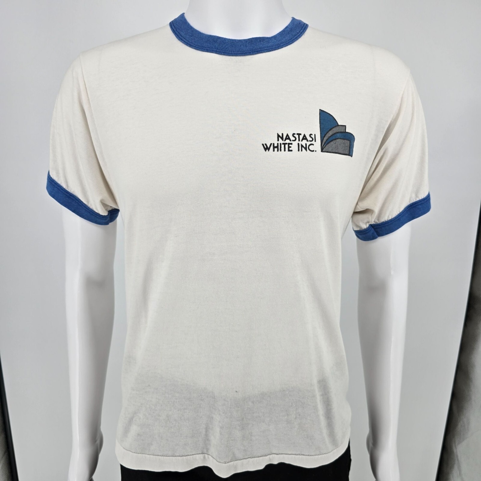 Vintage 1980s Screen Stars Nastasi White Inc. White Ringer Tee T-Shirt (M)
