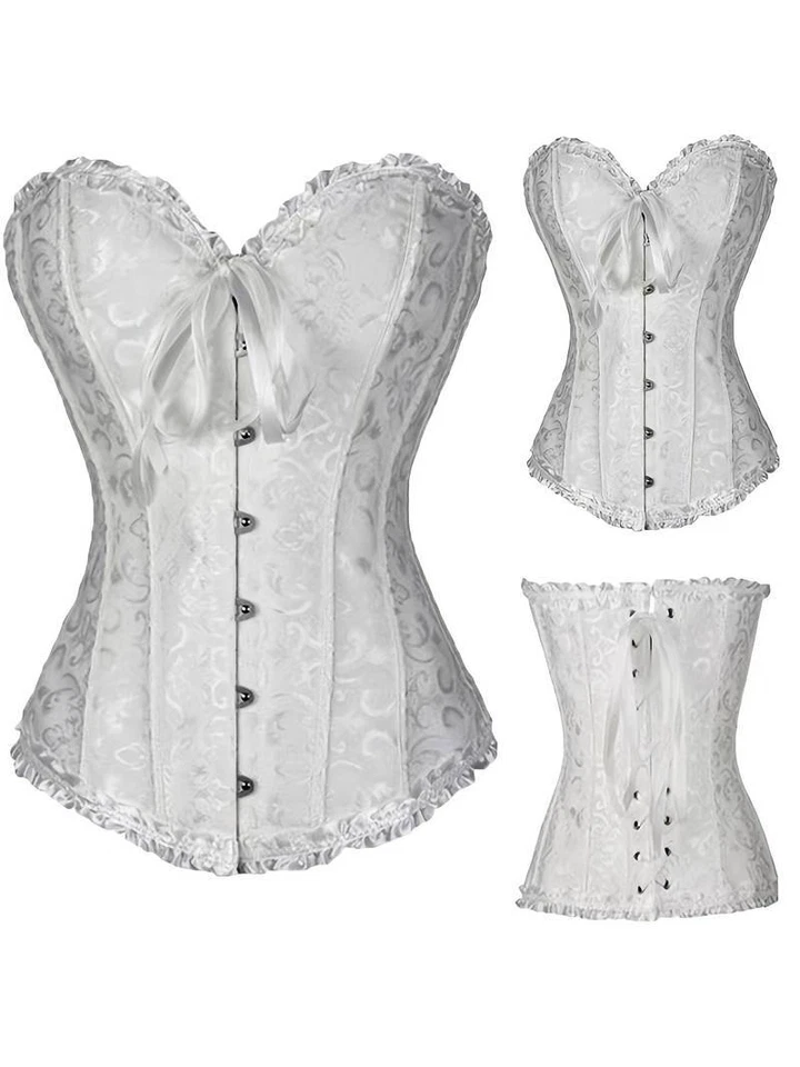 Sexy White Floral Corset With Lace-Up Back For Women - Enhance Your Figure An... - Image 3 of 4
