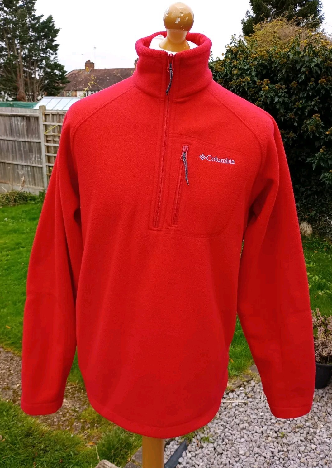 COLUMBIA QUARTER ZIP FLEECE JACKET MENS MEDIUM AUTHENTIC GOOD CONDITION