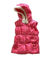 Toddler Girls Little Lass Pink Heart Puffer Vest With Hood Size 5