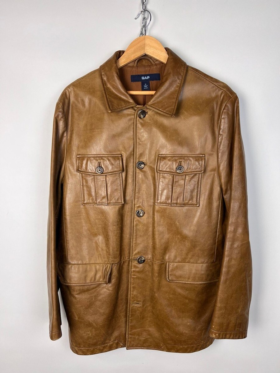Vintage Y2K Gap Leather Coat Jacket Men's M Brown | eBay Vintage Y2K Gap Leather Coat Jacket Men's M Brown | eBay