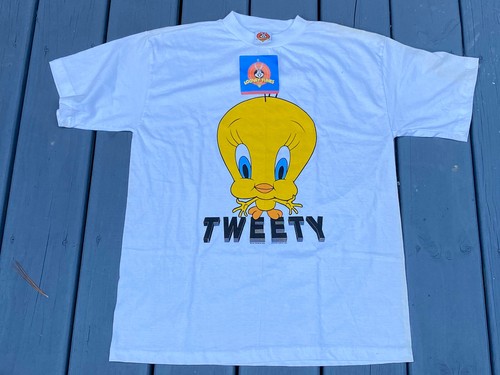 NOS 90s 1994 Looney Tunes TWEETY Big Face Tweety Big Print T-Shirt XL