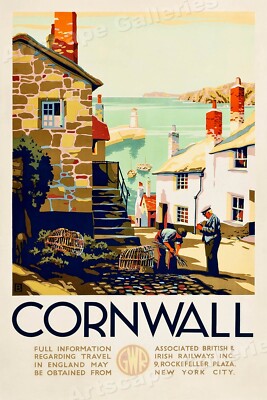 Cornwall England Classic 1930s Travel Poster - 24x36
