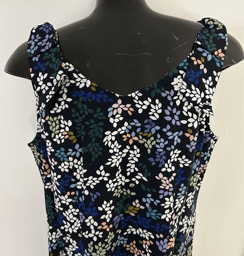 Cabi Womens Dress M Navy Vineyard Leaf Print Coastal Feminine Resortwear Bow NIP - Picture 5 of 15